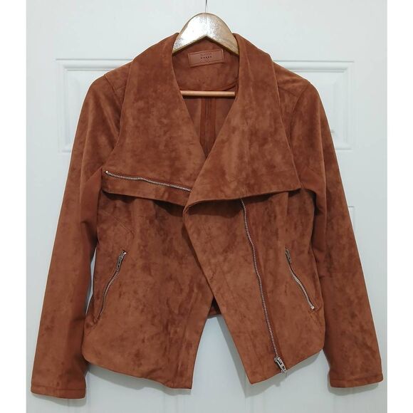 Blank nyc womens large rust brown faux suede leather fall jacket - Picture 1 of 8